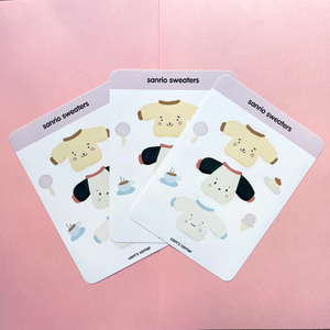 sanrio sweaters sticker sheet